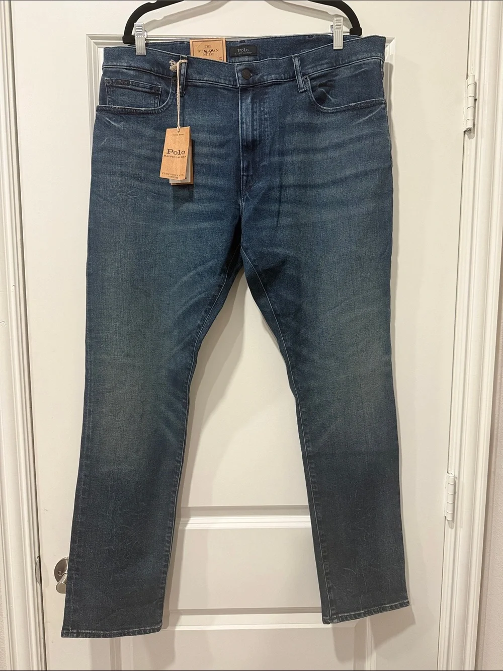 Polo by Ralph Lauren Men’s Mid-Dark Blue Slim Straight Jeans 38x32 NWT